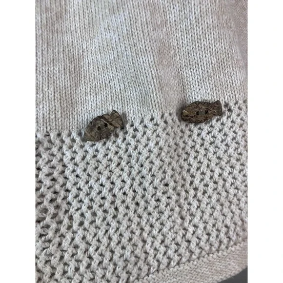 VTG Y2K Christopher & Banks Cat Sweater Women's Large Ivory Ramie Cotton - Picture 4 of 14